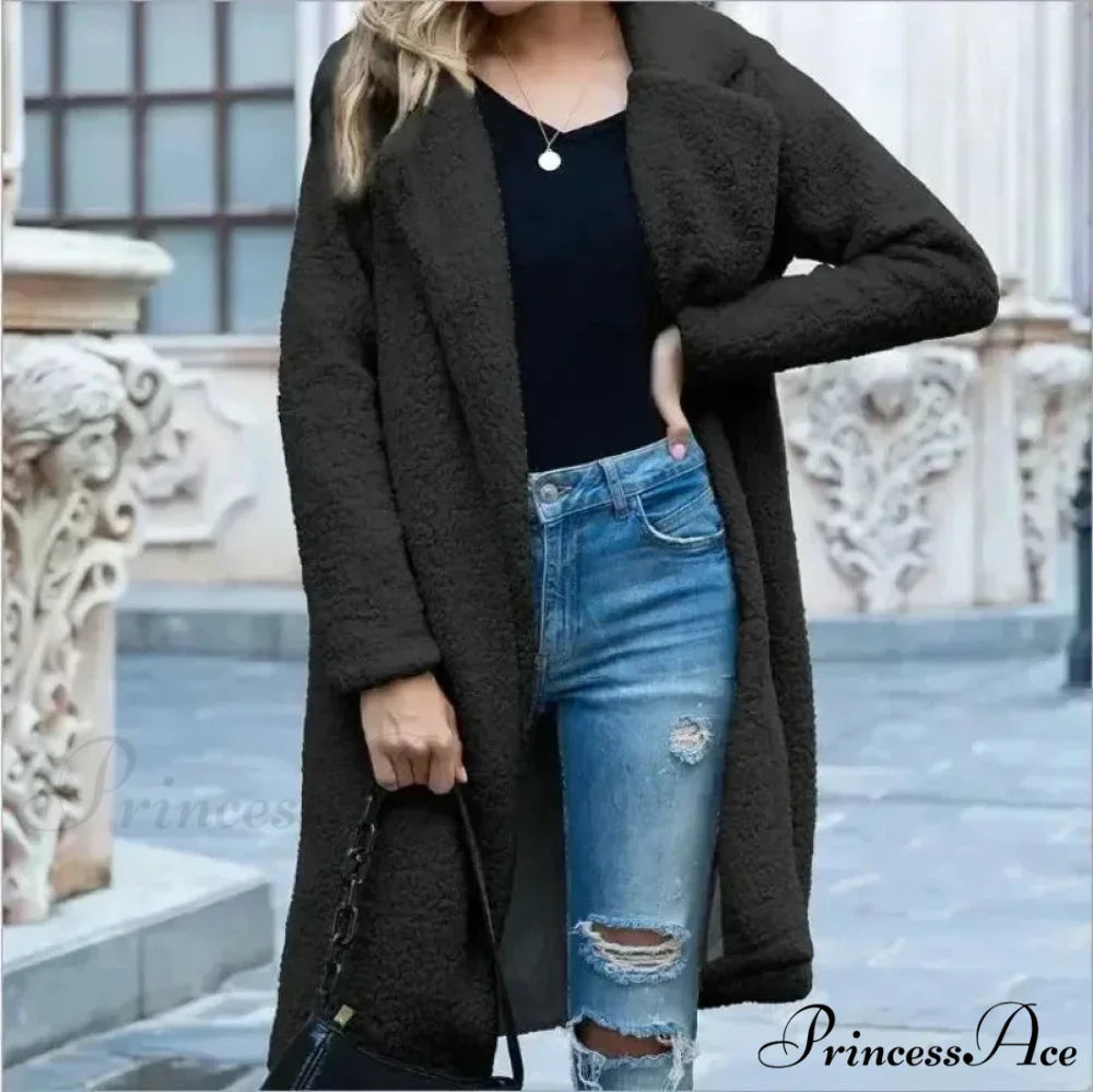 Fluffy Bear Soft Turtleneck Overcoat Black / S overcoats-241228