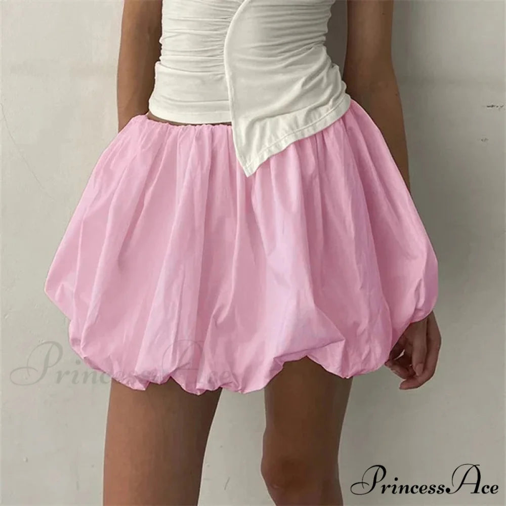 Fluffy Flared A-Line Skirt Pink / S skirts-250223