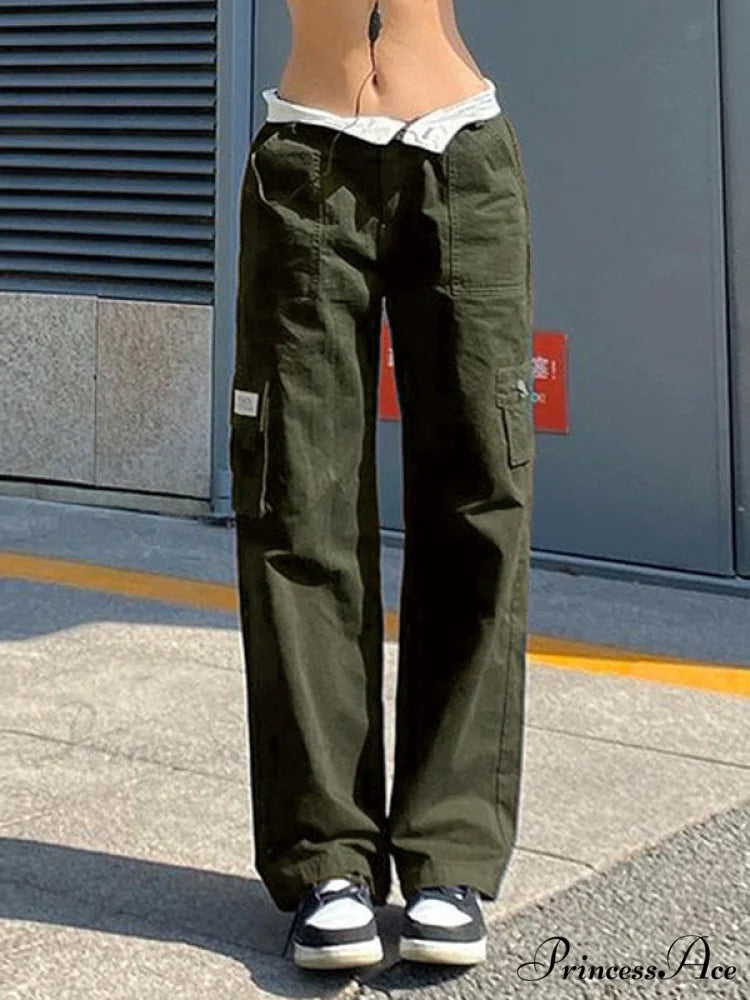 Fold Over Buckle Trendy Belt Denim Mini Skirt Chive / XL