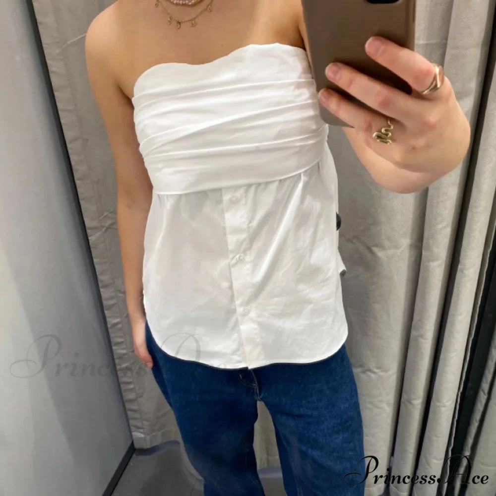 Folded Bandeau Shirt Crop Top croptop-250223