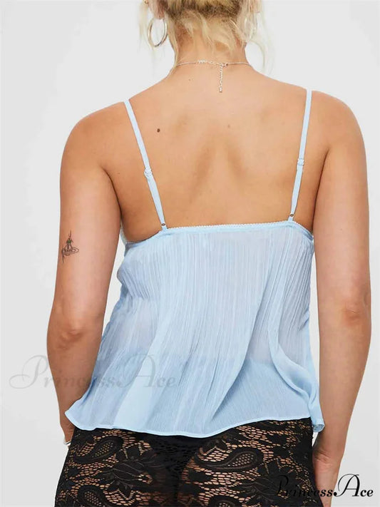 Folded Ribbon Lace Transparent Crop Top croptop-250126