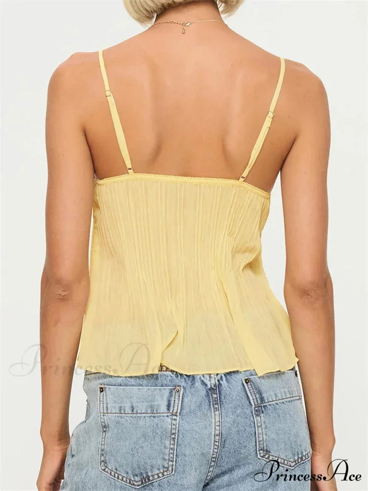 Folded Ribbon Lace Transparent Crop Top croptop-250126