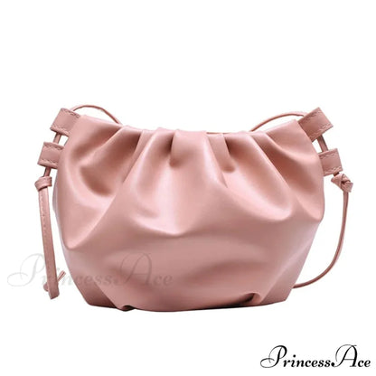 Folded Small Zipper Cloud Crossbody Bag Pink crossbody-250126