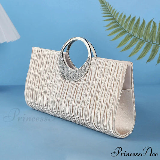Folded Sparkling Chain Clutch Purse Evening Bag 1150-1beige clutchbag-250126