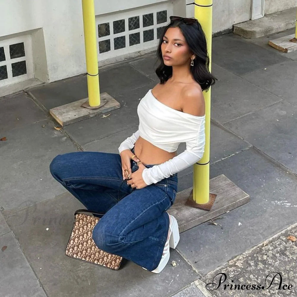 Folded Strapless Graceful Mini Dress M / White