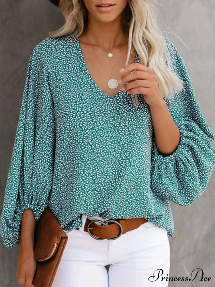 for Blouse Arm Flowered Long Women