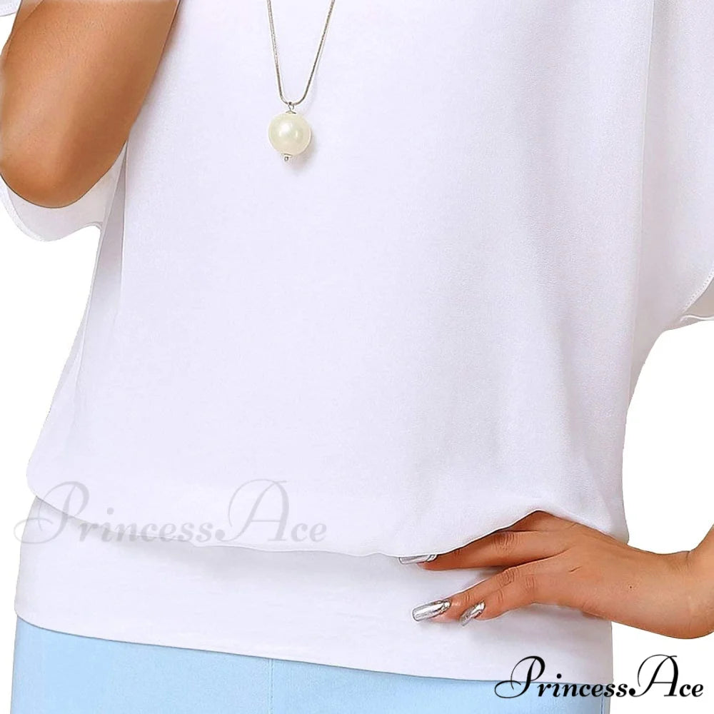 for Chiffon Blouse Casual T-Shirt Top Brief Arm Women