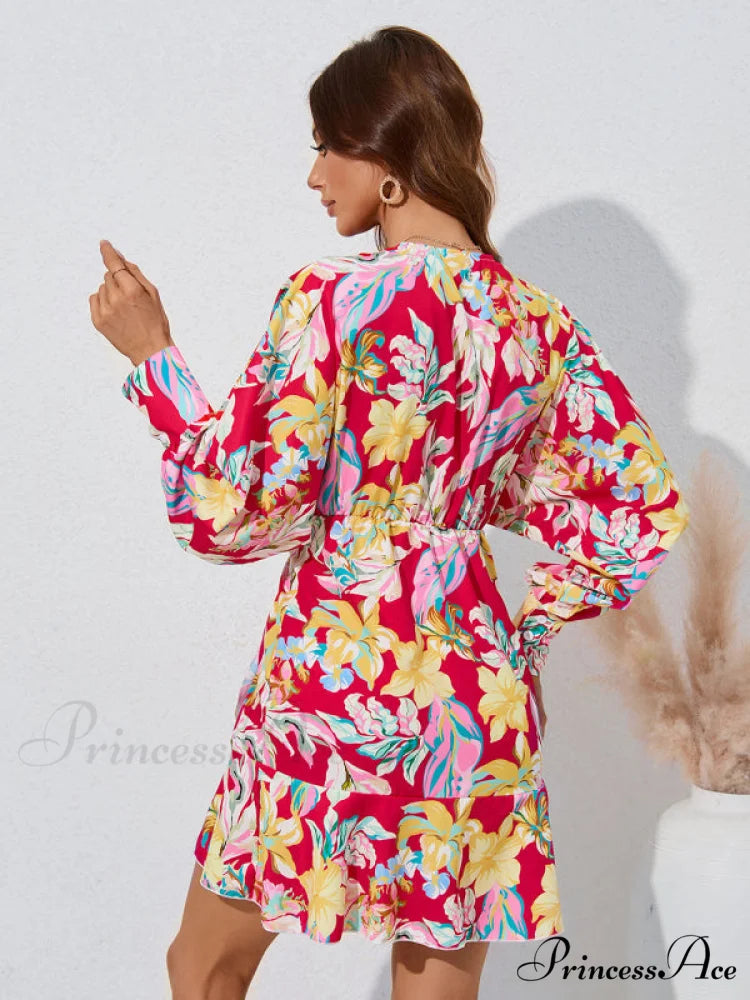 for Gown V-neck And Flare Fit Wrap Flowered Women