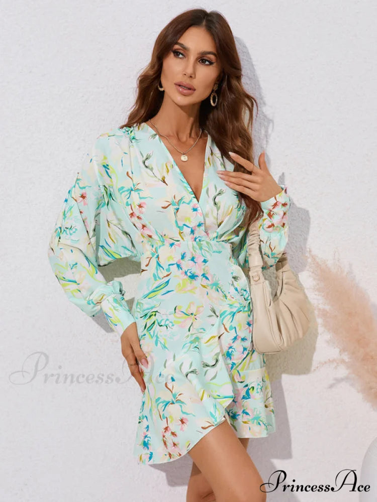 for Gown V-neck And Flare Fit Wrap Flowered Women White / S