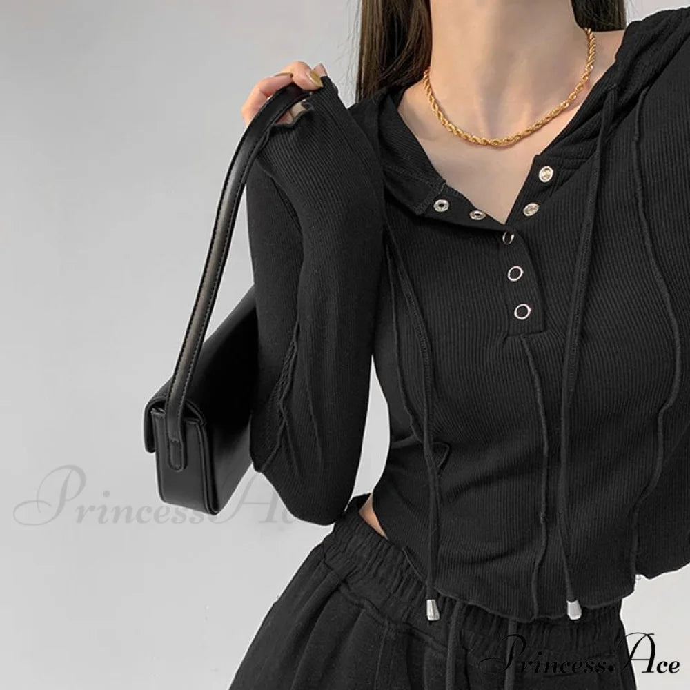 for Tees Hooded Tshirts Sweatshirt Long - Casual Tops Clothes Arm Woman Ropa Crop Y2k - Fashion Women Korean 2024 Mujer