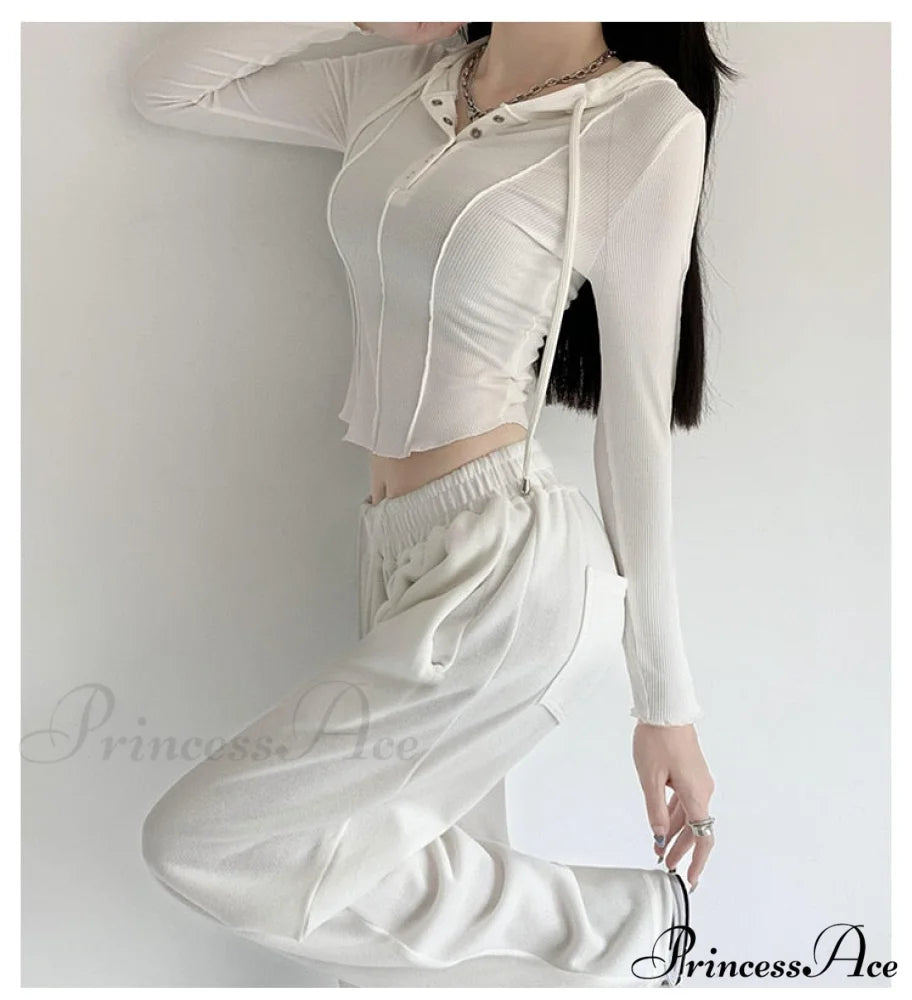 for Tees Hooded Tshirts Sweatshirt Long - Casual Tops Clothes Arm Woman Ropa Crop Y2k - Fashion Women Korean 2024 Mujer