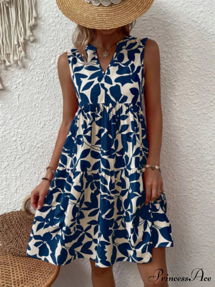 for Tiered Design Sleeveless Minidress Flowered Ruffle Women