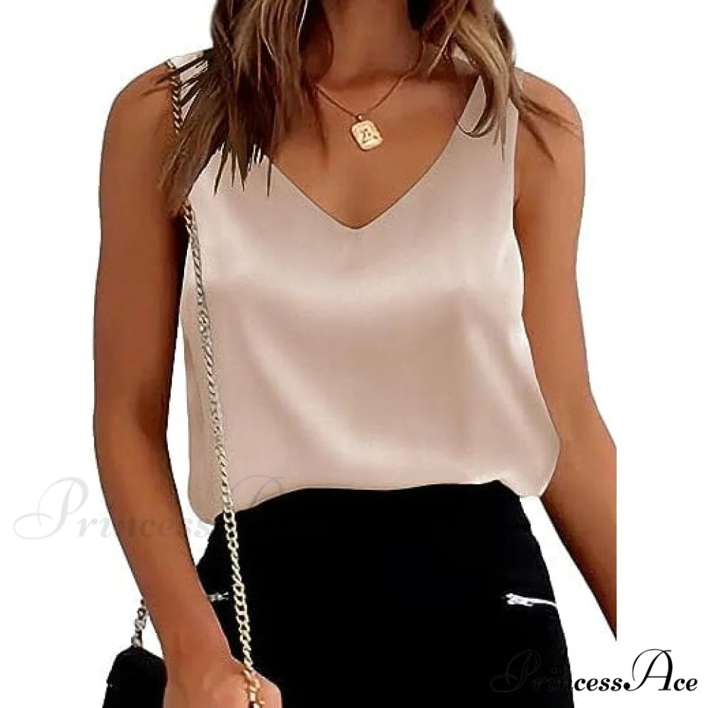 for Tops Silk Tank Satin Women Champagne / S