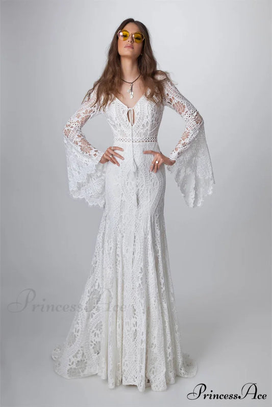 Forever Romantic Bohemian Trendy Lace Wedding Dress White / 2