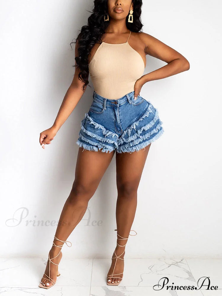 Form-Fitting Cropped Graceful Tank Top Blue / S