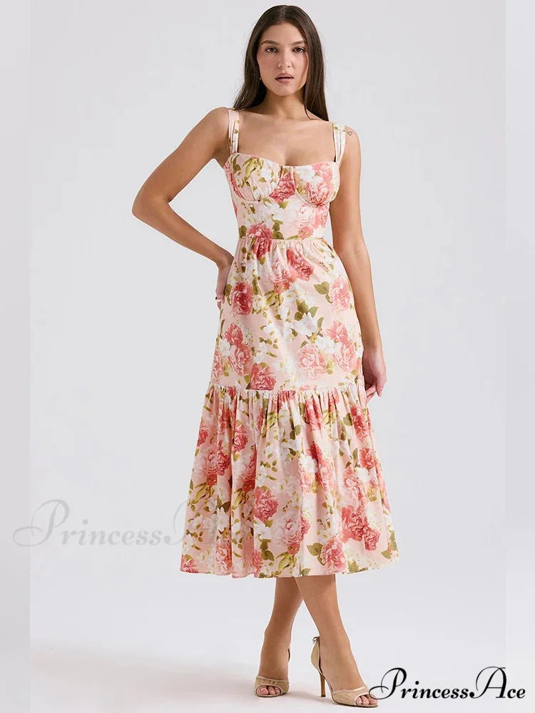 Form-fitting Flared Holiday Dress Pink / S vacationdress-250223