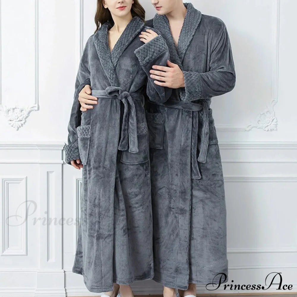 Formal Elegant High-Waist Split Long-Sleeve V-Neck Cocktail Party Prom Gowns Dress Grey / M