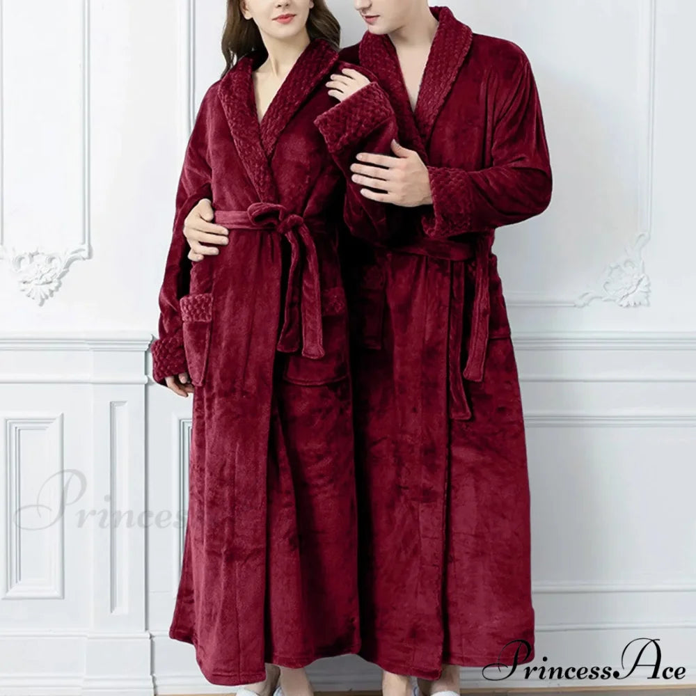 Formal Elegant High-Waist Split Long-Sleeve V-Neck Cocktail Party Prom Gowns Dress Red / M