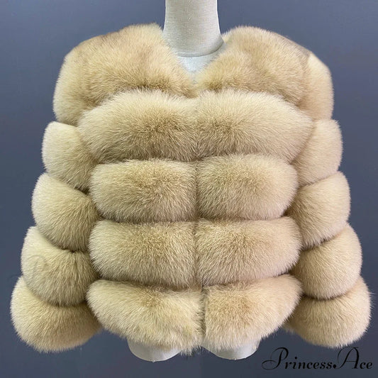 Fox Fur Winter Chilly Weather Coat Beige / S coats-241228