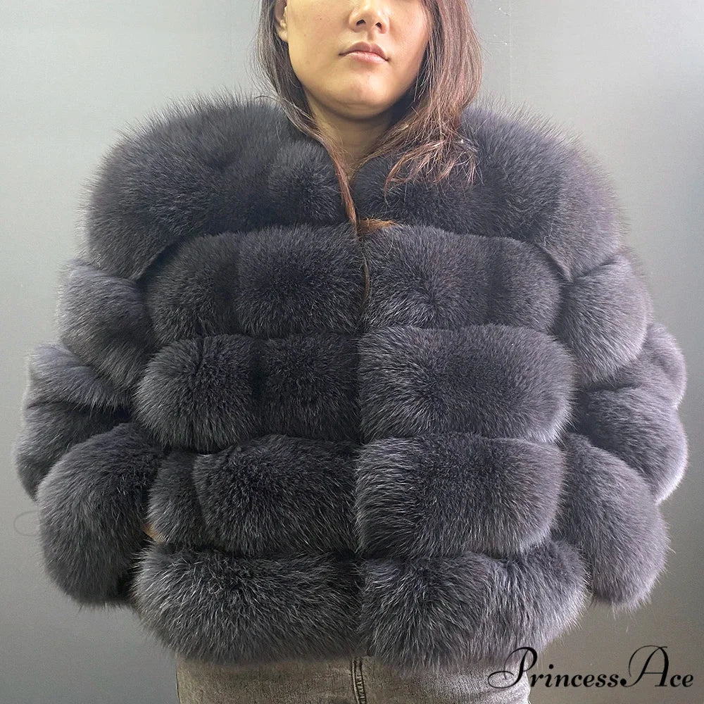 Fox Fur Winter Chilly Weather Coat dark grey / S coats-241228