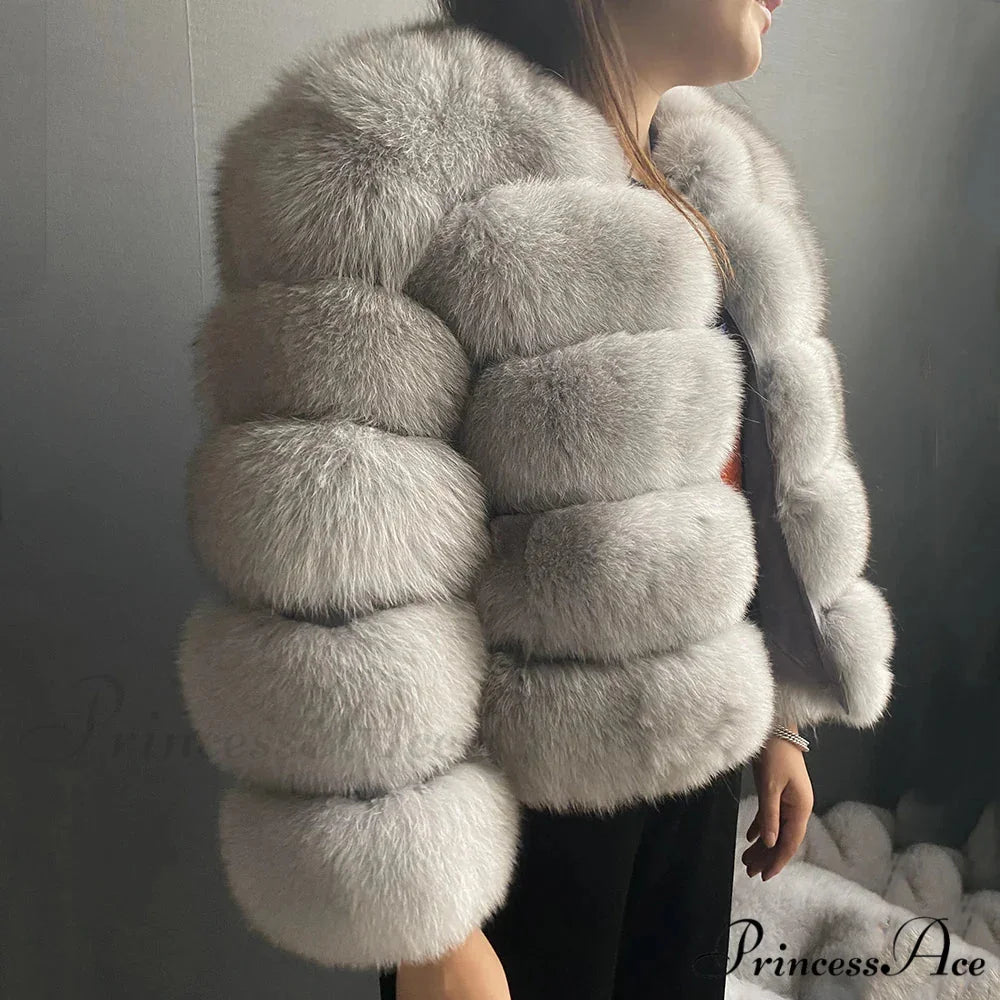 Fox Fur Winter Chilly Weather Coat Light grey / S coats-241228