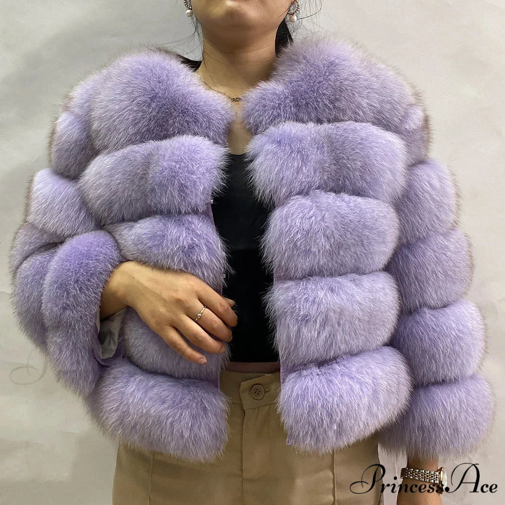 Fox Fur Winter Chilly Weather Coat light purple / S coats-241228