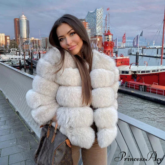 Fox Fur Winter Chilly Weather Coat Natural color / S coats-241228