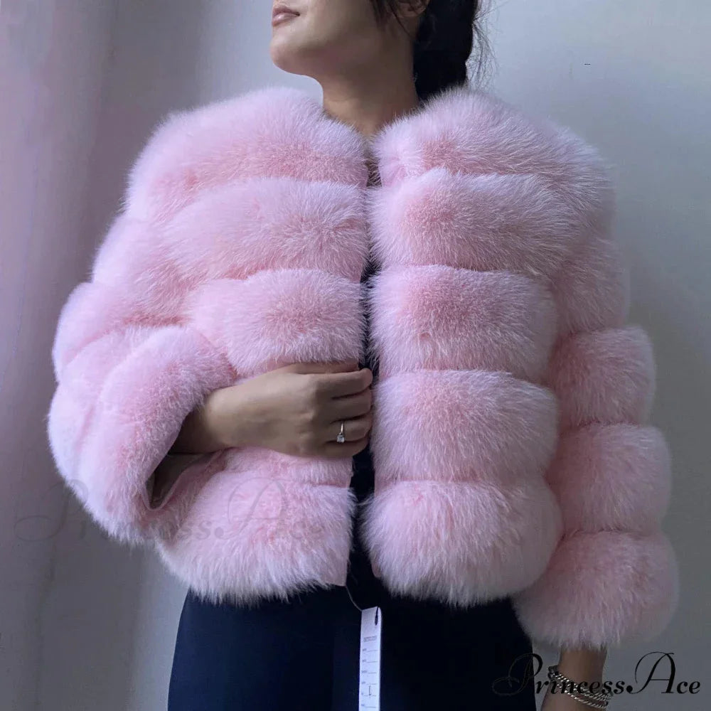 Fox Fur Winter Chilly Weather Coat Pink / S coats-241228
