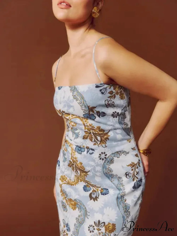 Frankie Linen Stylish Dress In Reign 8 Days / 4 / S / Blue