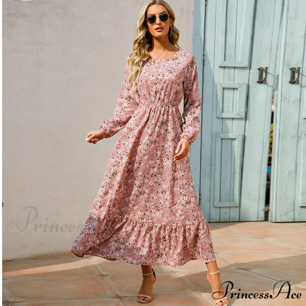 Free-spirited Women’s Chiffon Floral Maxi Dress cloro1 / S oldfloraldress-250126