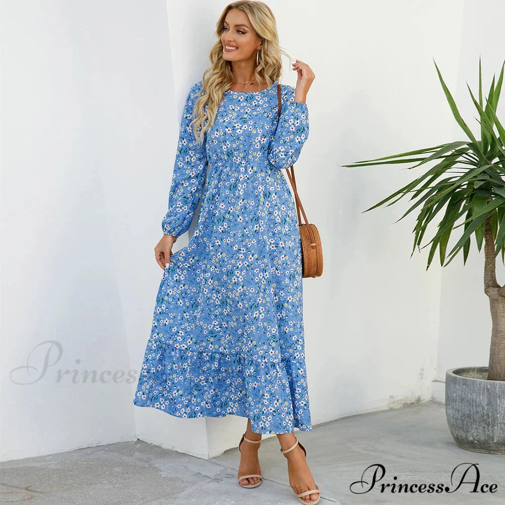 Free-spirited Women’s Chiffon Floral Maxi Dress cloro12 / S oldfloraldress-250126