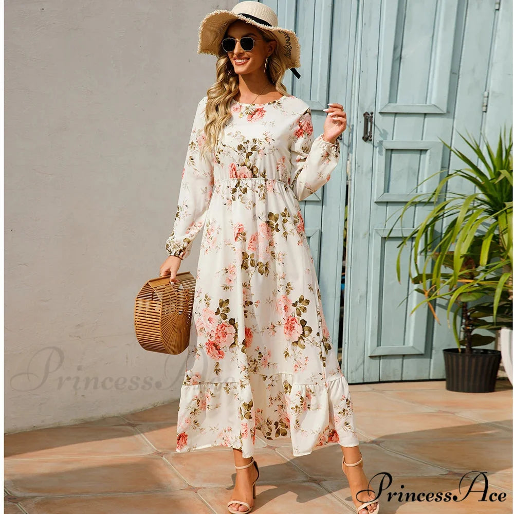 Free-spirited Women’s Chiffon Floral Maxi Dress cloro2 / S oldfloraldress-250126