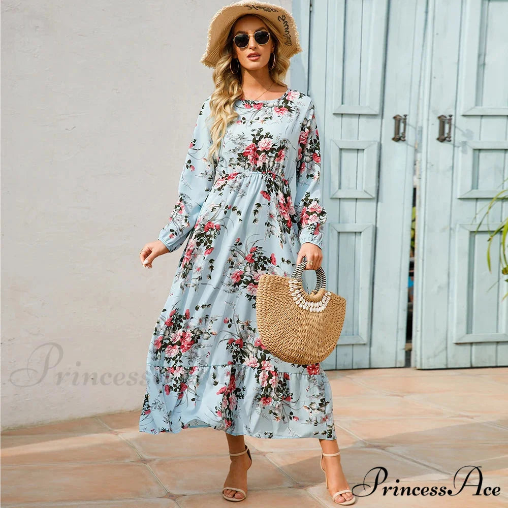 Free-spirited Women’s Chiffon Floral Maxi Dress cloro3 / S oldfloraldress-250126