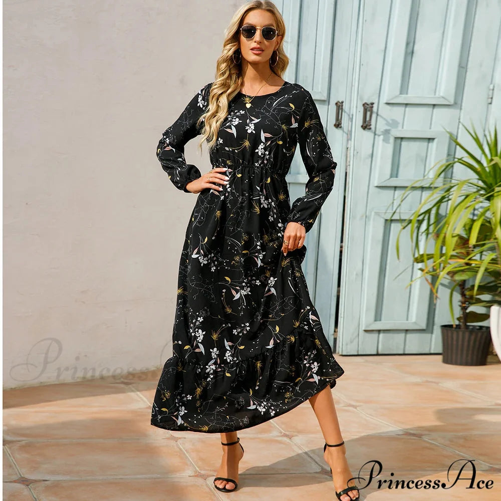 Free-spirited Women’s Chiffon Floral Maxi Dress cloro4 / S oldfloraldress-250126