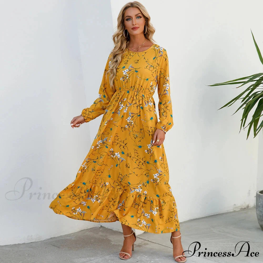 Free-spirited Women’s Chiffon Floral Maxi Dress cloro5 / S oldfloraldress-250126