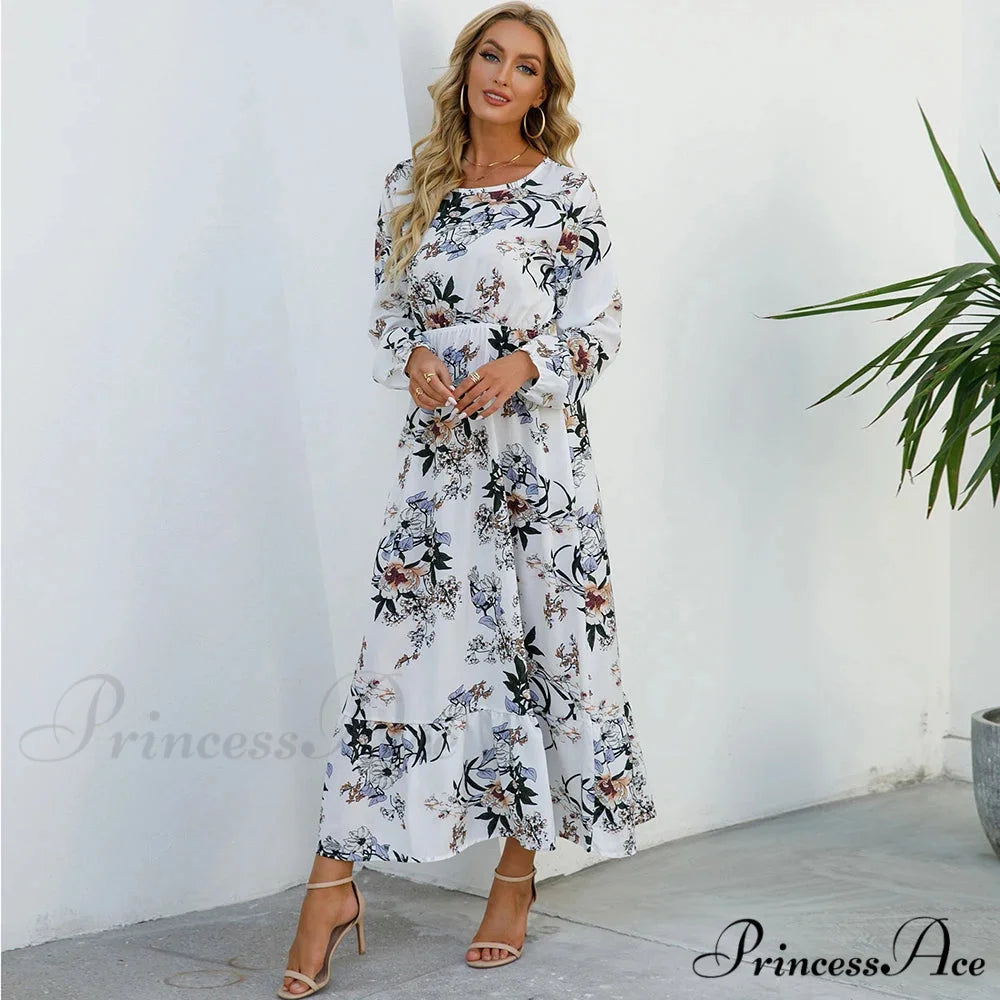Free-spirited Women’s Chiffon Floral Maxi Dress cloro8 / S oldfloraldress-250126