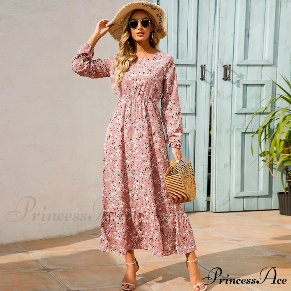 Free-spirited Women’s Chiffon Floral Maxi Dress oldfloraldress-250126