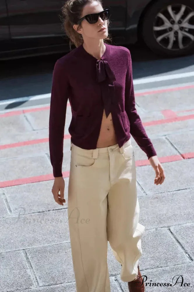 French Style Bow Wool Blended Cardigan cardigans-241228