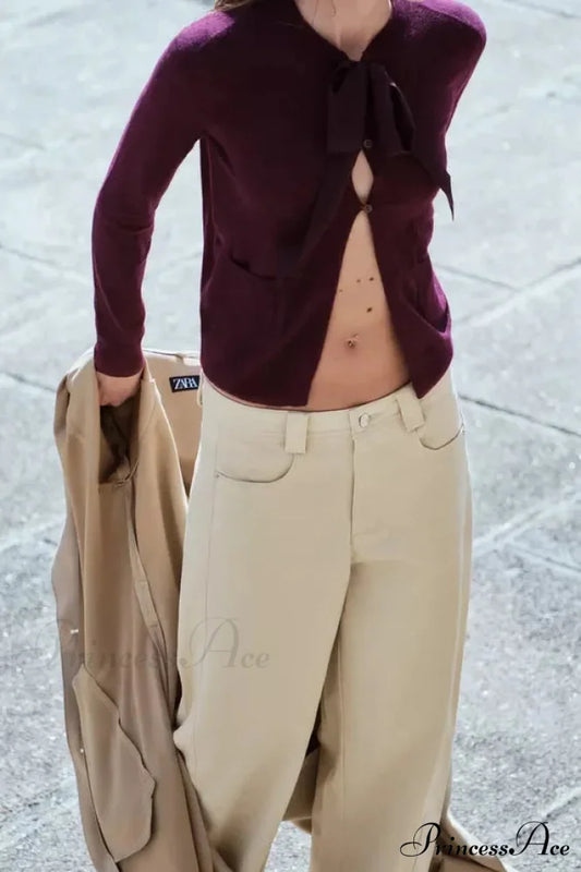 French Style Bow Wool Blended Cardigan cardigans-241228