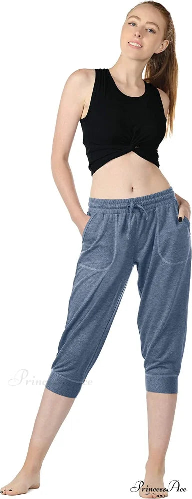 French Terry Jogger Lounge Sweatpants - Active Capri Pants
