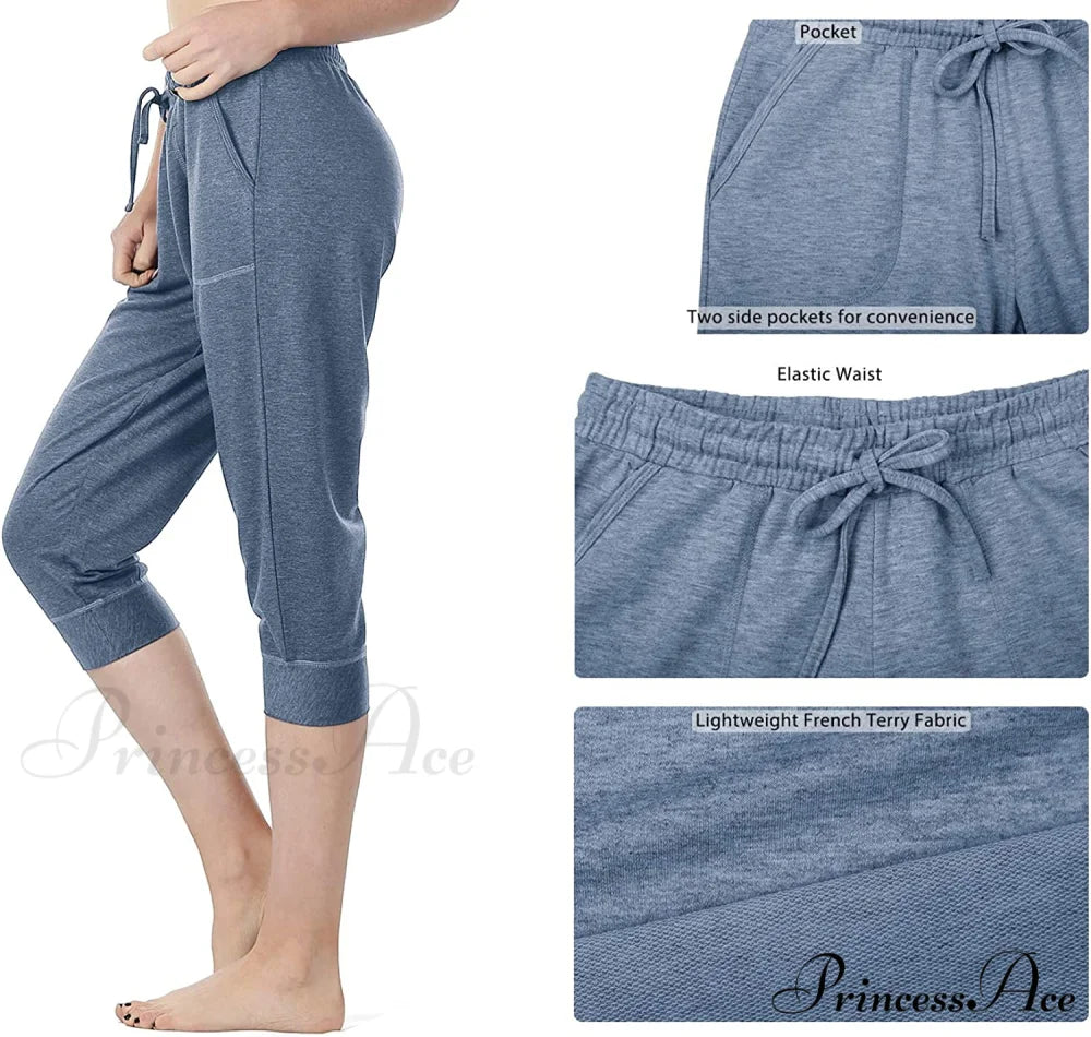 French Terry Jogger Lounge Sweatpants - Active Capri Pants