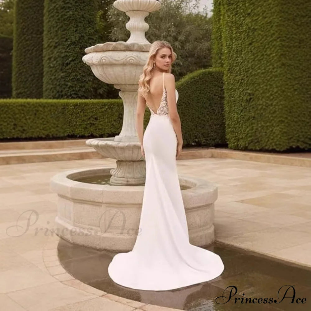 French Thin Strap Mermaid Bridal Gown weddingdress-250223