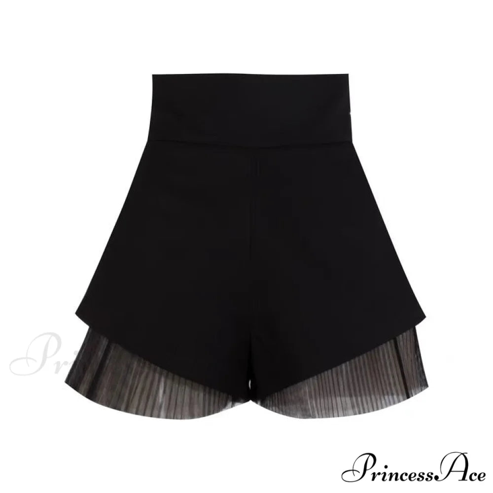 French Warm-Season Blouse Sling Retro Mujer Slimming Arm Blusas Women Mesh Sexy Top Long De Lace Shorts Elegant Set