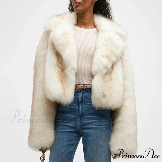Fresh Green Gradient Cropped Fluffy Coat white / S coats-241228