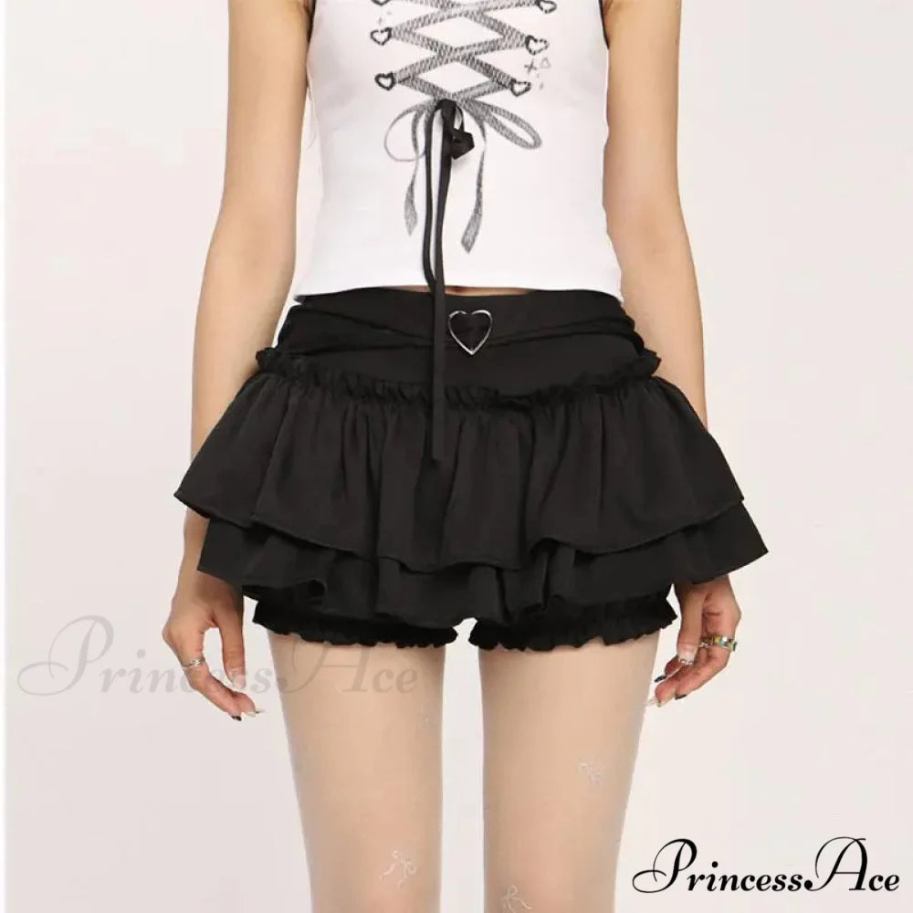 Frill Sleek Pastry Tier Skirt Black / S skirts-250223