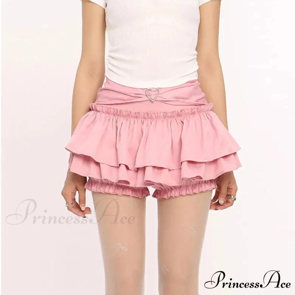 Frill Sleek Pastry Tier Skirt Pink / S skirts-250223