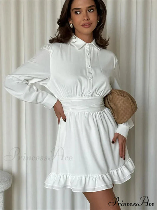 Frilled Bandage Lace-Up Mini Dress minidress-250223