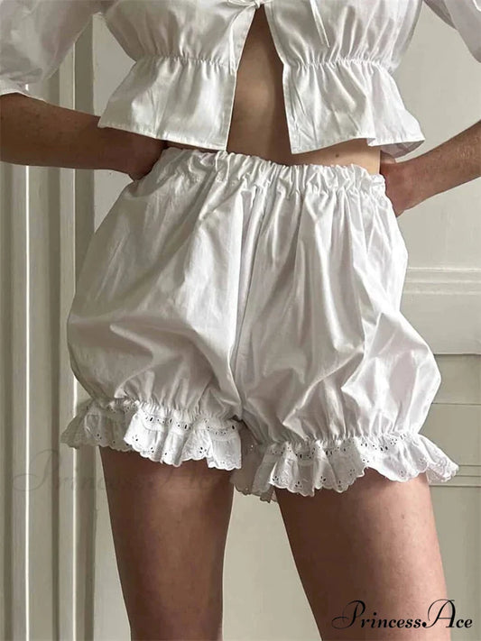Frilled Bubble Lounge Brief white / S short-250223