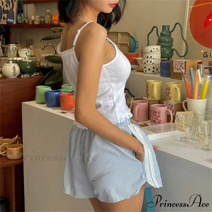 Frilled Lace Trim Banded Brief white / S short-250223