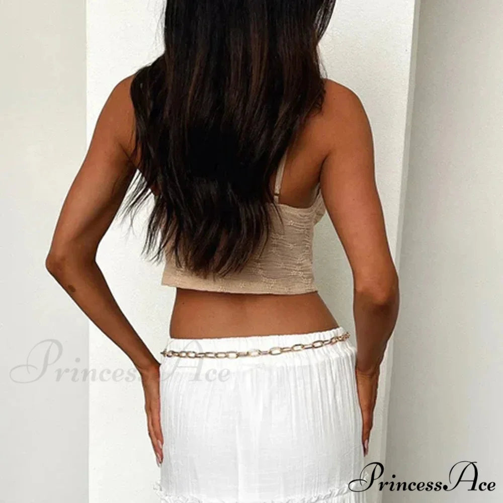 Frilled Lace Trim Short Top croptop-250223